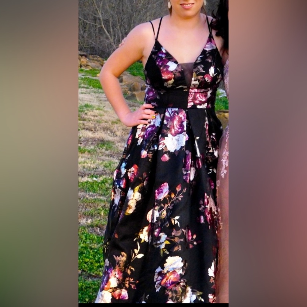 Floral Satin Evening/Formal/Prom dress